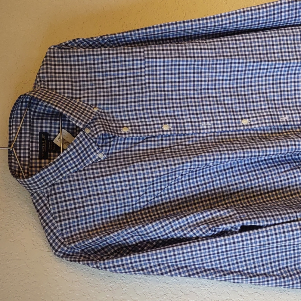 Wilkes & Riley | Supima Cotton Blue Plaid 20 X 36/37 NWT - Picture 2 of 5